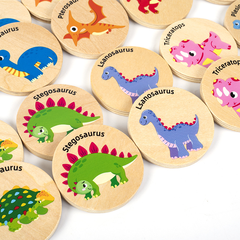 Christmas Toy Gift Dinosaur Find Same Game Children's Puzzle Dinosaur Cognitive Concentration Memory Ability Training Wooden Toy - Image 3