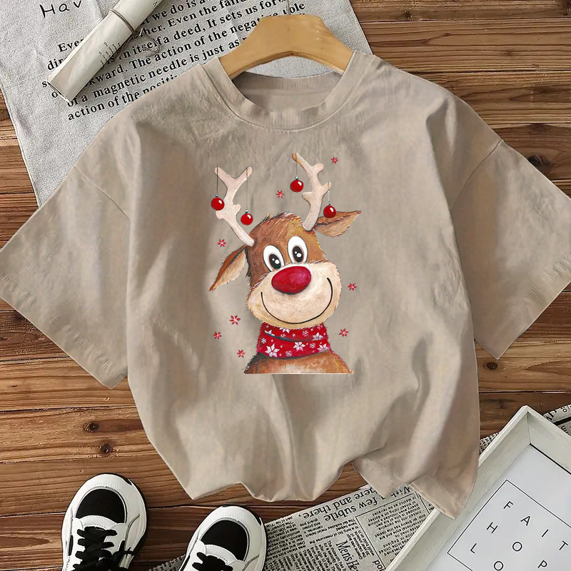 Fashionable Style Short Sleeve Cotton Women's Top American Christmas New Arrival - Image 2