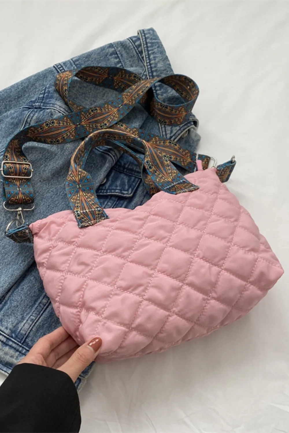 Bubble Textured Printed Strap Handbag - Image 7