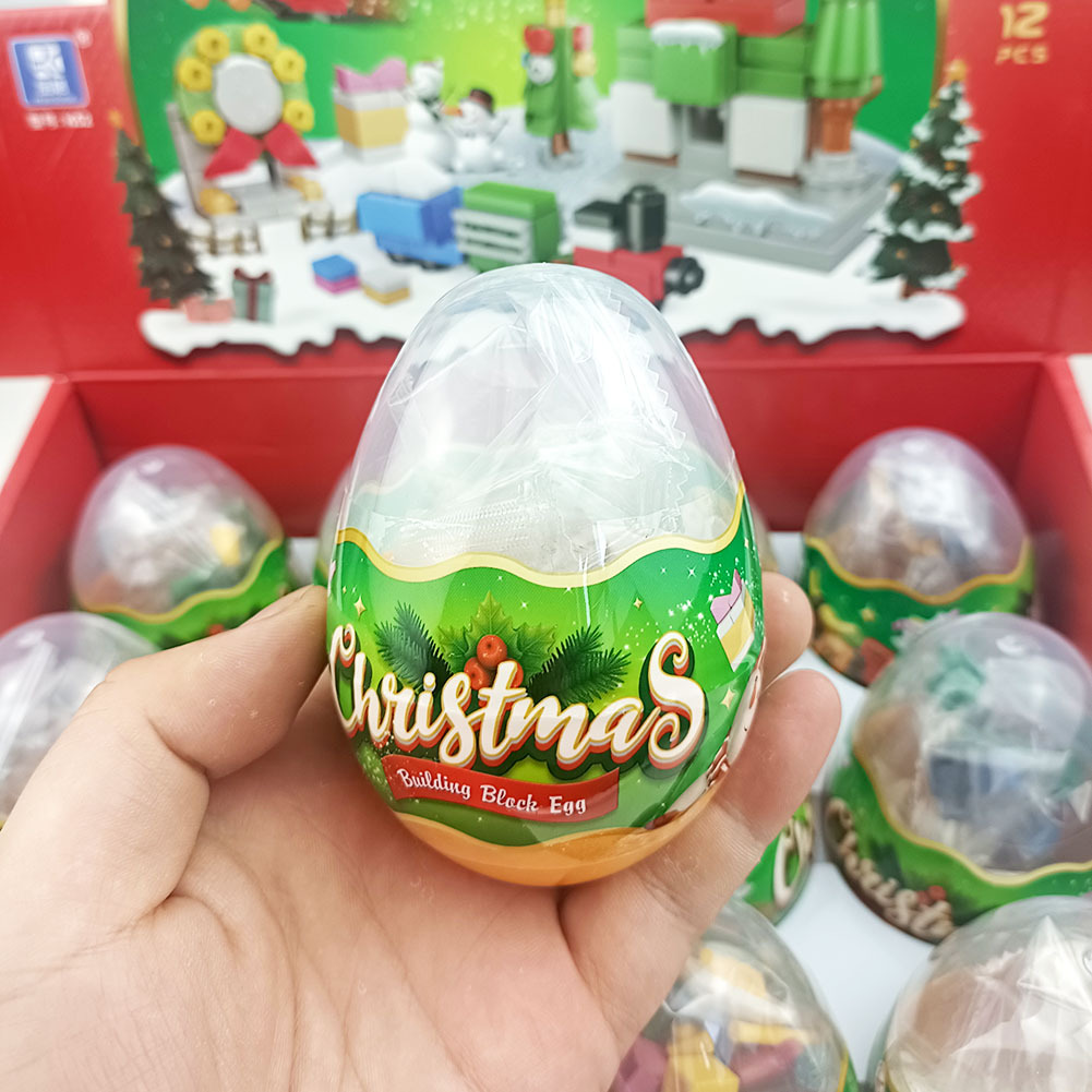 Assembling building blocks, twisting eggs, Santa Claus, reindeer pulling, children and toddlers, Christmas gifts - Image 2