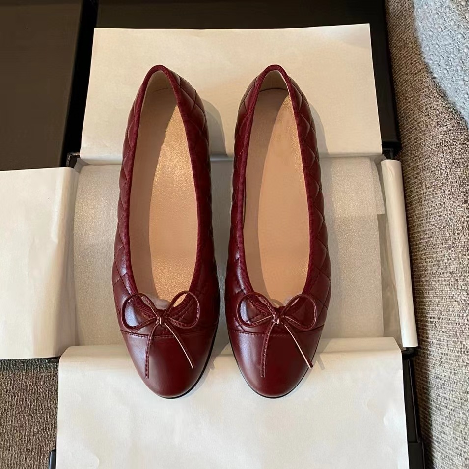 Ballet Flat Shoes Women Charming Classic Bow Slip-On Low Heel Plain Shoes - Image 3