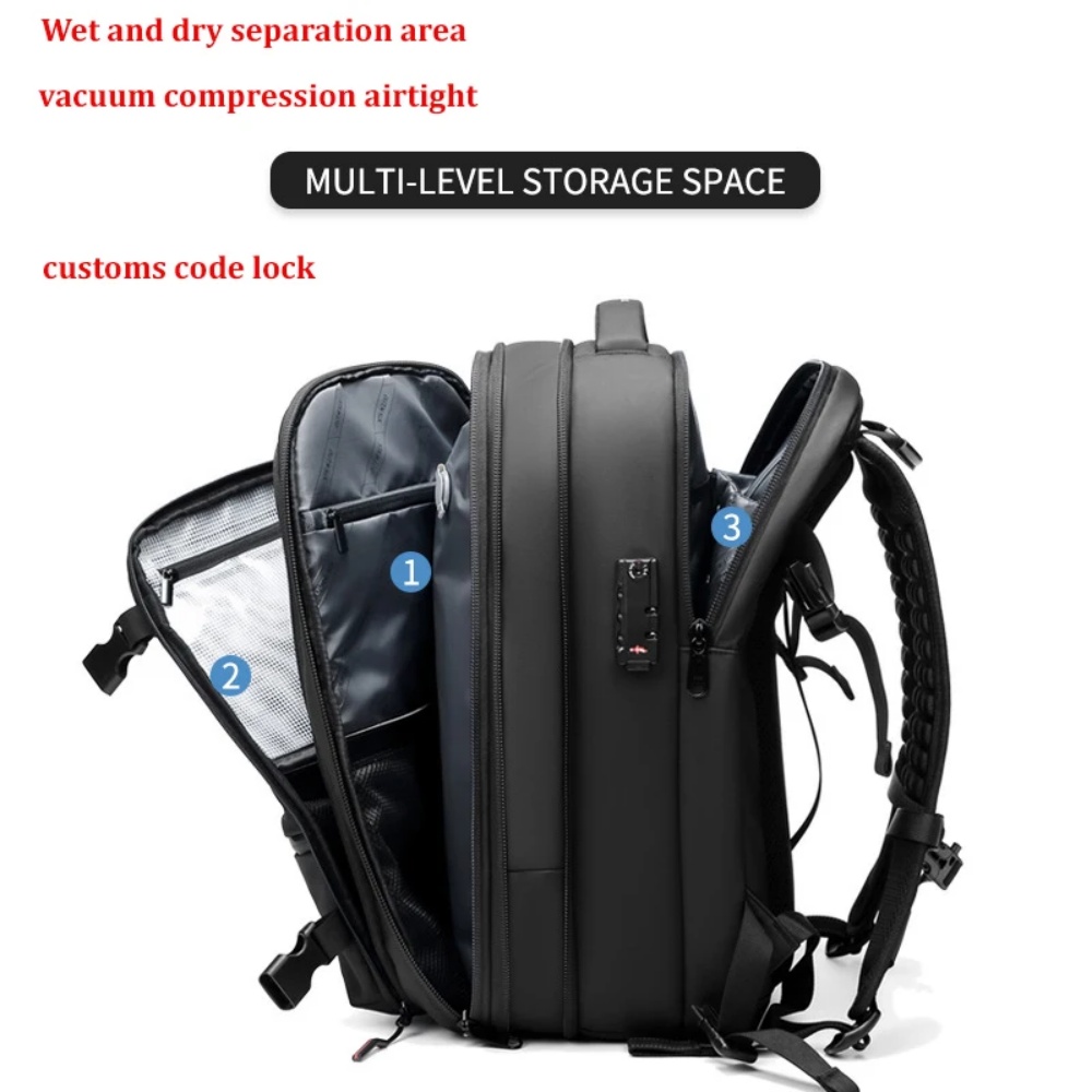 Expandable Waterproof Travel Backpacks Men Business Laptop Backpack With Valve Vacuum Compression Backpack - Image 2