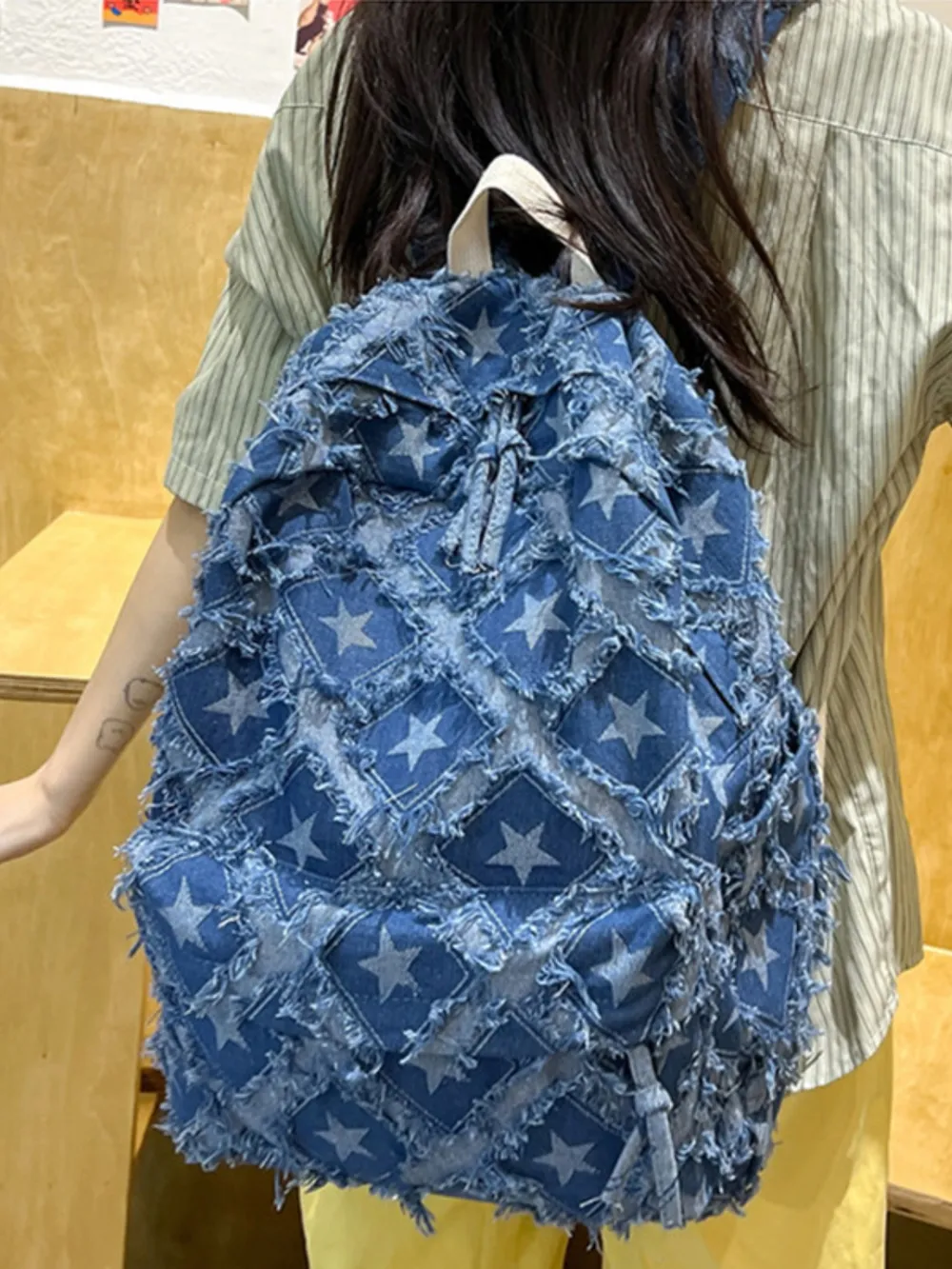 Star Denim Backpack Bag - Image 7