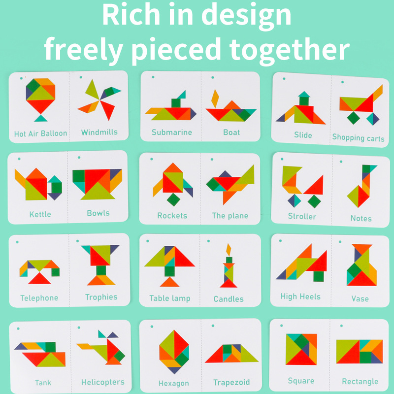 Christmas toys, gifts, fun tangram puzzles, teaching aids for children's early education and puzzle solving, 3D three-dimensional DIY geometric shape puzzle toys - Image 3