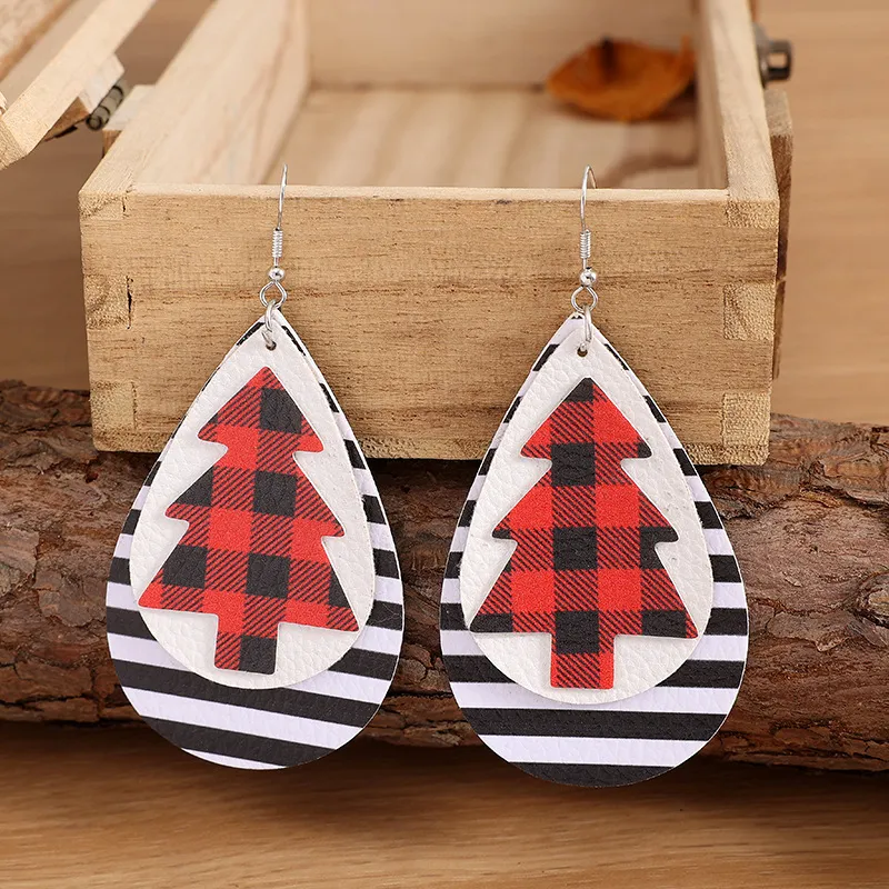Christmas Tree PU Leather Earrings - Image 2