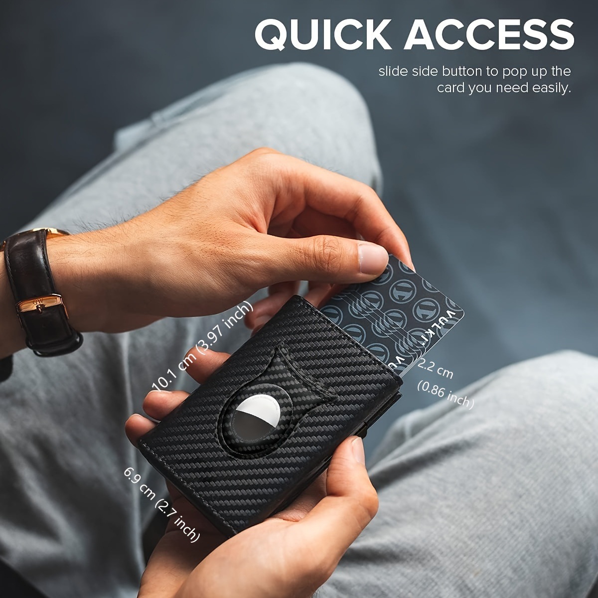 Men's Carbon Fiber Magnetic Card Clip PU Leather RFID Bank Card Bag Large Capacity Card Clip - Image 2