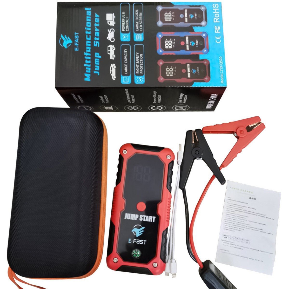 ZYX-Q520 Portable Jump Starter Power Bank 12V car starting power emergency starter Booster Powerbank With Led Light - Image 4