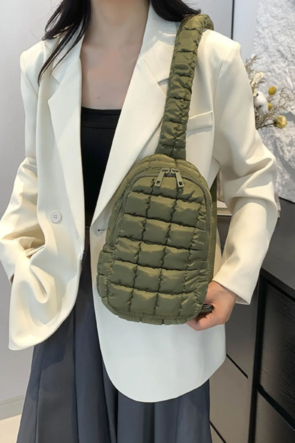 Quilted Nylon Crossbody Bag - Image 3