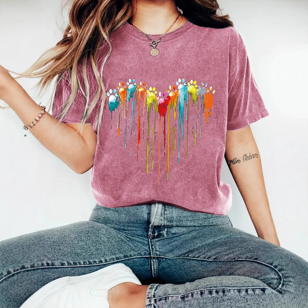 Love print new round neck short sleeved shirt - Image 2