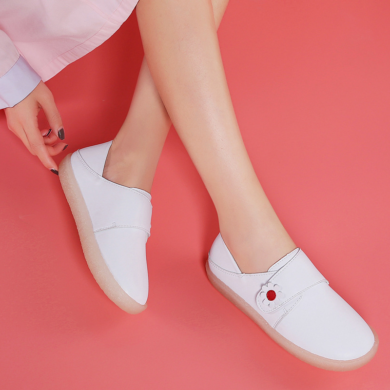 Cross-border nurse shoes women's soft-soled breathable deodorant non-tiring feet comfortable non-slip all-match velvet thick-soled leather medical worker - Image 3