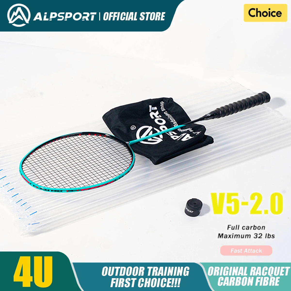 ALP V5 2.0 Badminton Racket 4U Carbon Fiber Ultra-light Buffering Technology Professional Racket New Advanced Version Alpsport - Image 16