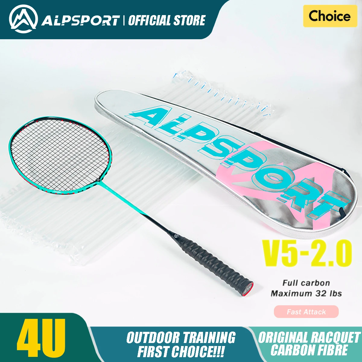 ALP V5 2.0 Badminton Racket 4U Carbon Fiber Ultra-light Buffering Technology Professional Racket New Advanced Version Alpsport - Image 17
