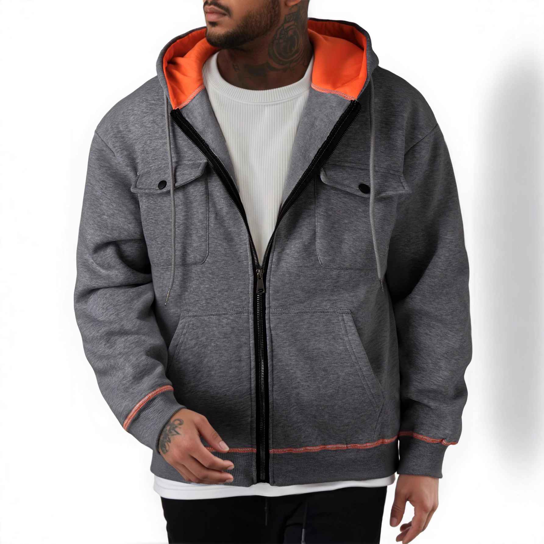 Men's Plus Size Casual Zipper Sweater - Image 4