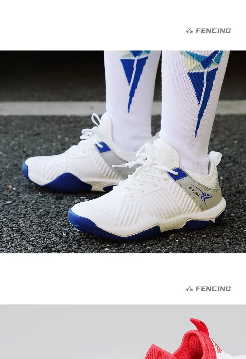 2023 New Mens Tennis Shoes Breathable Tennis Shoes Women's Quick Lace Up Trainers Large Size 35-46 Badminton Shoes - Image 4